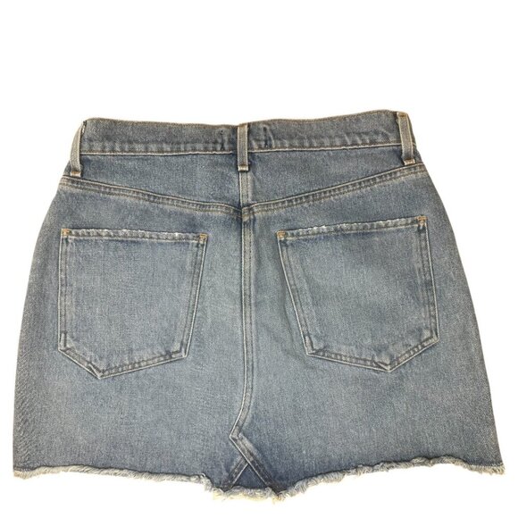 Agolde Quinn High Rise Jean Denim Mini Skirt Size 28 In Devotee Distressed - Picture 7 of 11